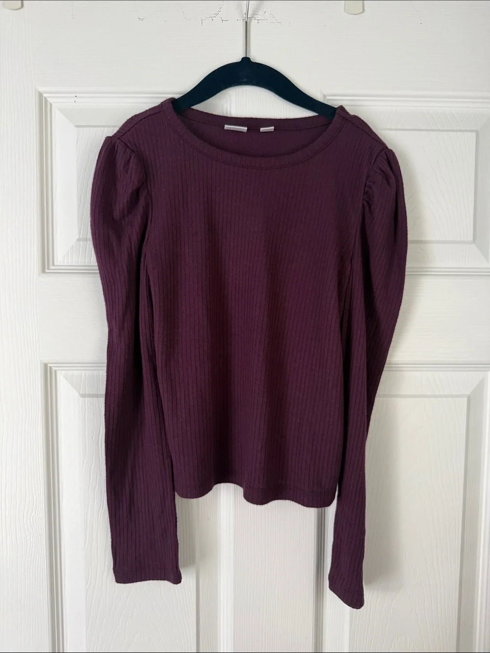 GAP Plum Ribbed Long-Sleeve Crewneck Top